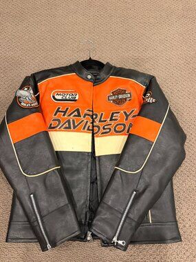 Vintage Harley Davidson Orange & Black Riding Jacket